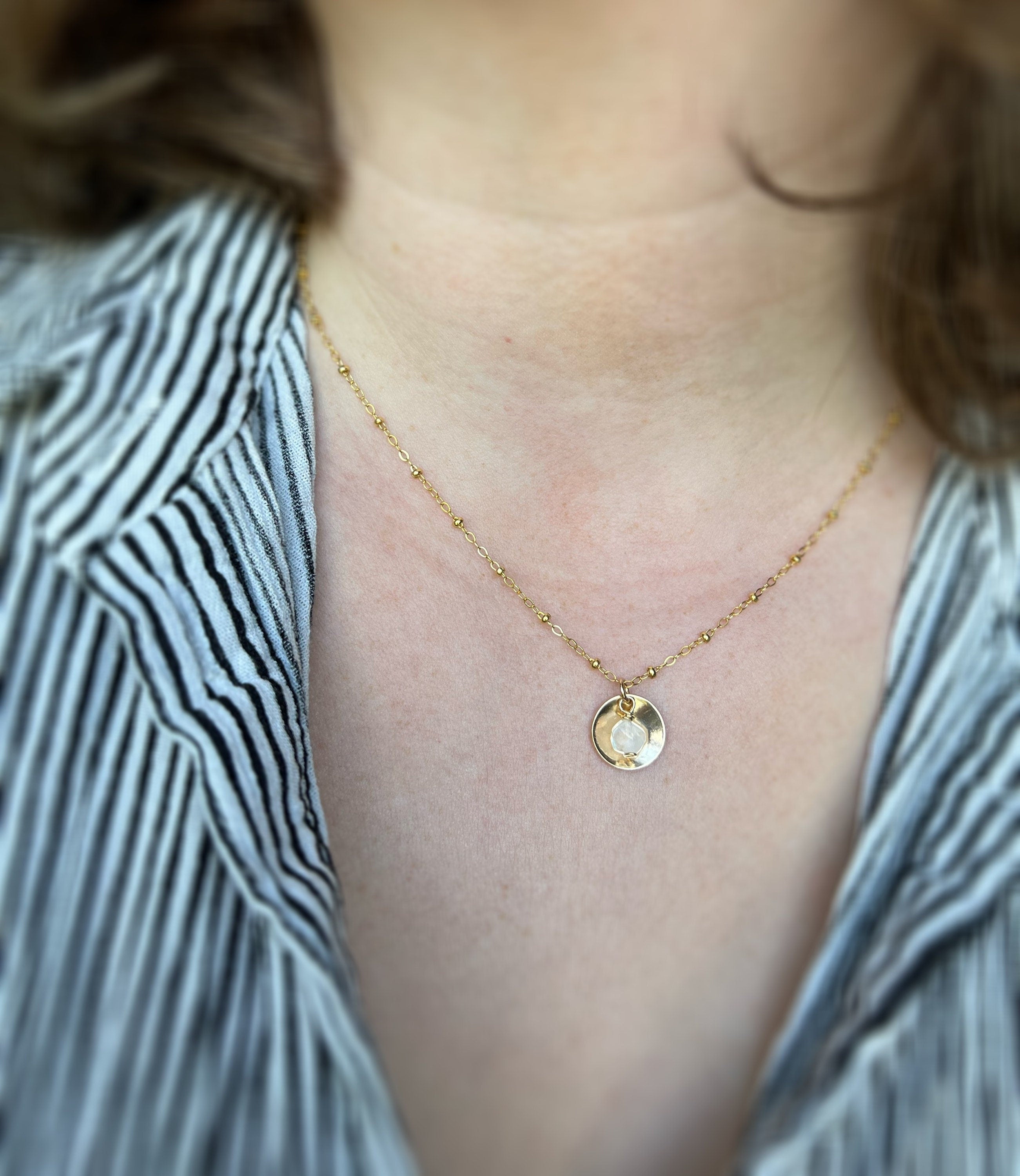 Moonstone Dainty Gold Necklace – Crystolver | Healing Crystal Gift Shop